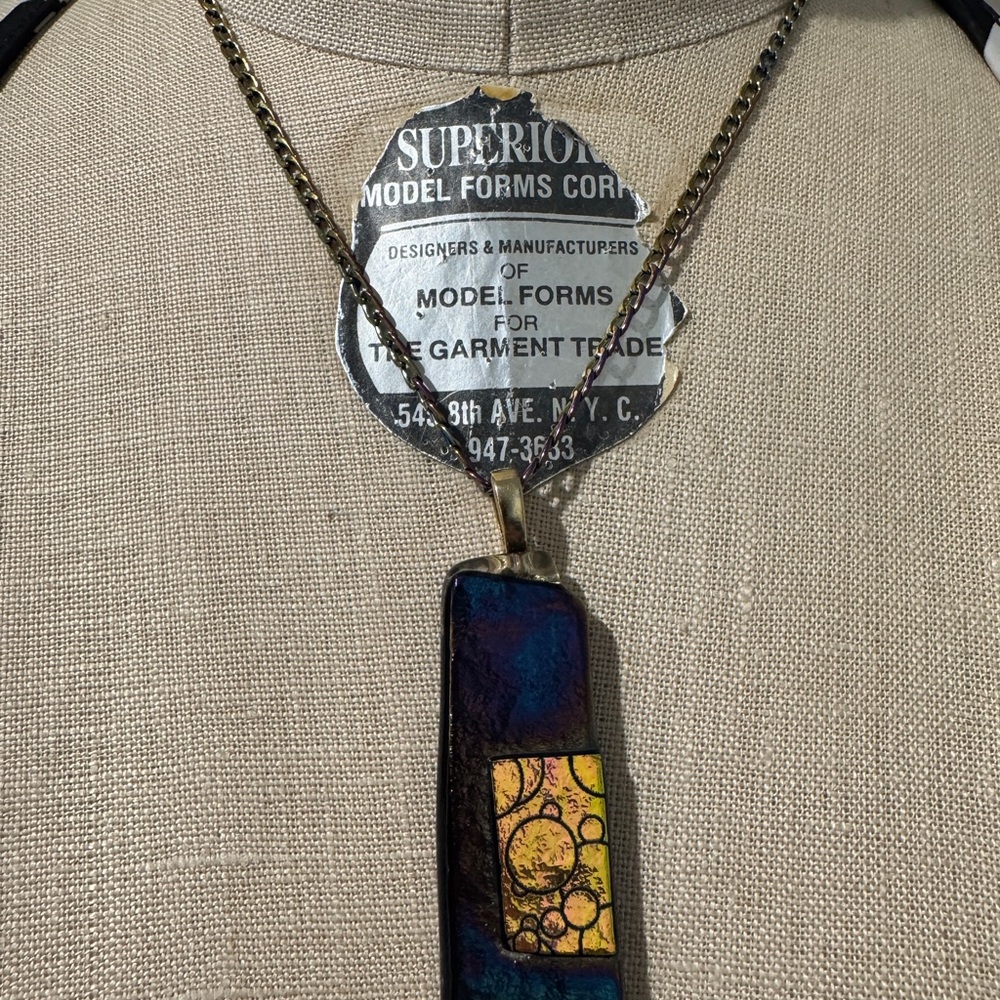 Colorful Rectangular Pendant Necklace